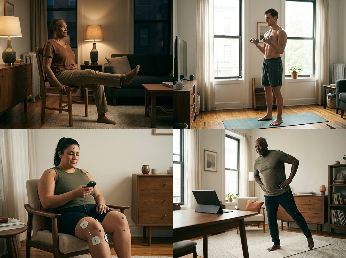 Tracking across varied lighting, seating, and body types at home